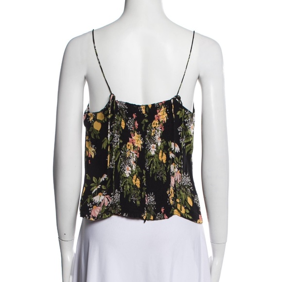 NEW REFORMATION Liza Shoulder Tie Top in Sicilia Lemon Floral Print ($128) Sz 12 - Picture 3 of 11